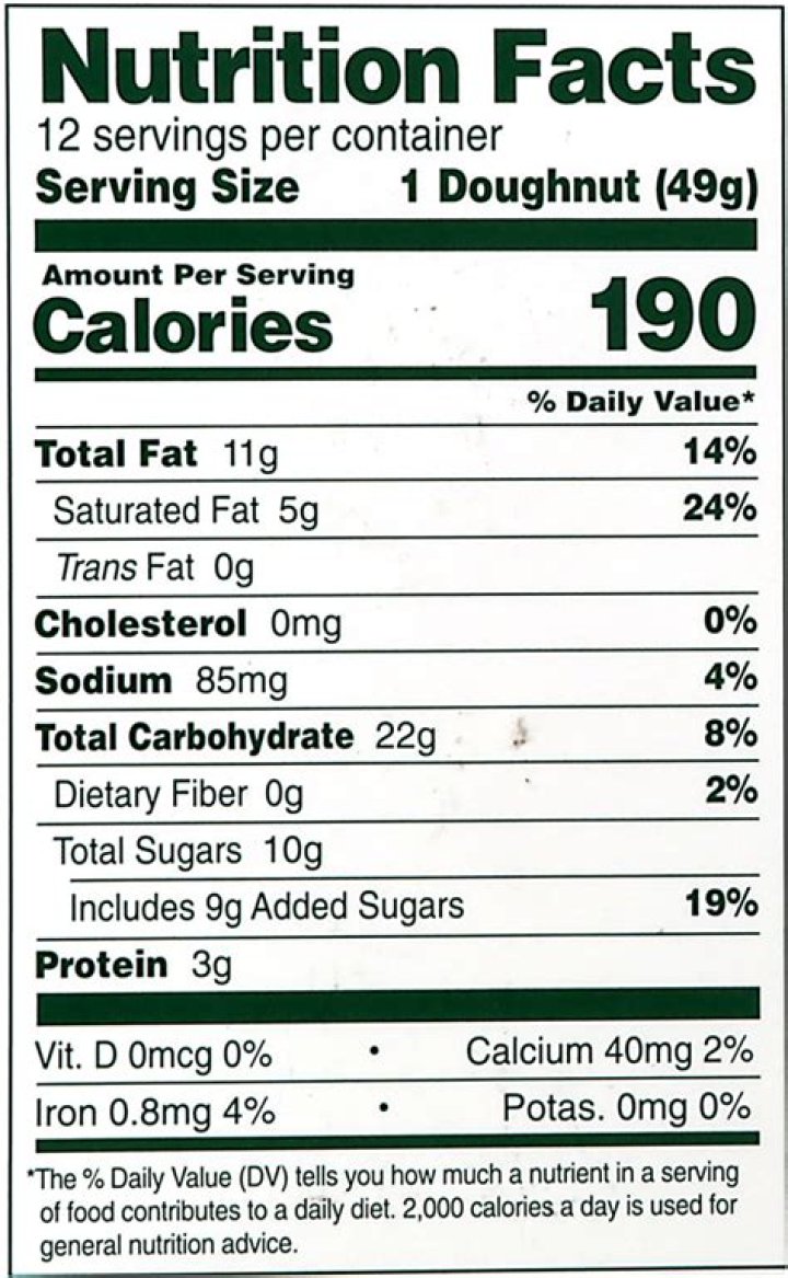 18 Glazed Donut Nutrition Facts