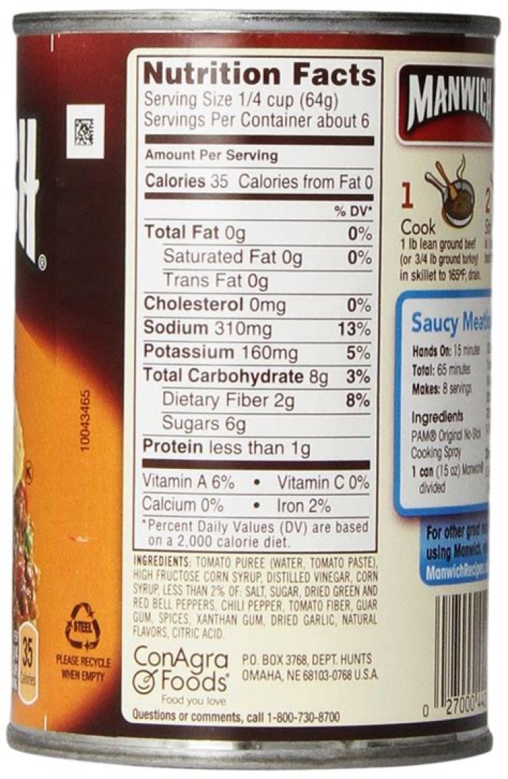 19 Manwich Sloppy Joe Nutrition Facts