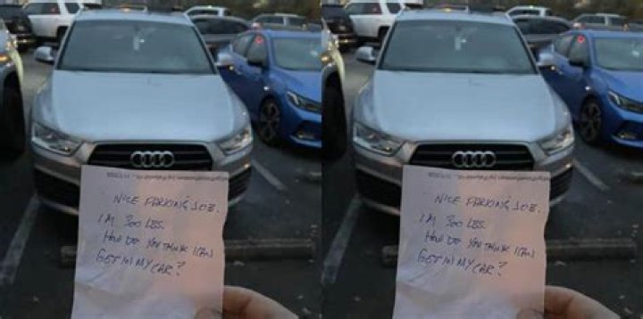 300-lb Person Leaves Note On Car Complaining About Not Having Room To Get Into Their Car Due To Bad Parking