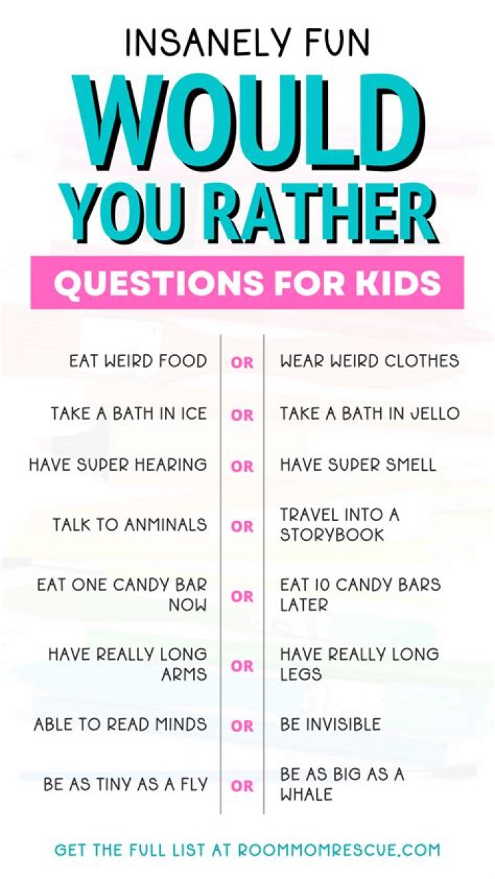 65 Fun Would You Rather Questions For Kids