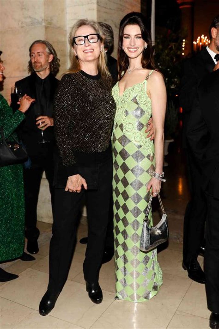 Anne Hathaway and Meryl Streep Had a 'Devil Wears Prada' Reunion in Coordinating Sequin-Covered Looks