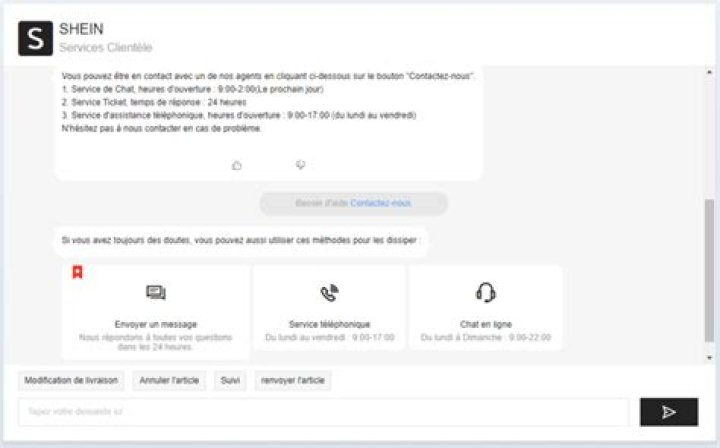 Comment joindre le service client shein?