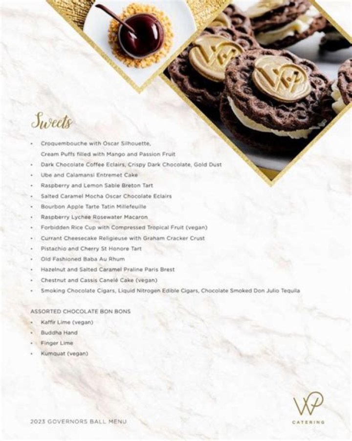 Desserts at the Post-Oscars Governor's Ball