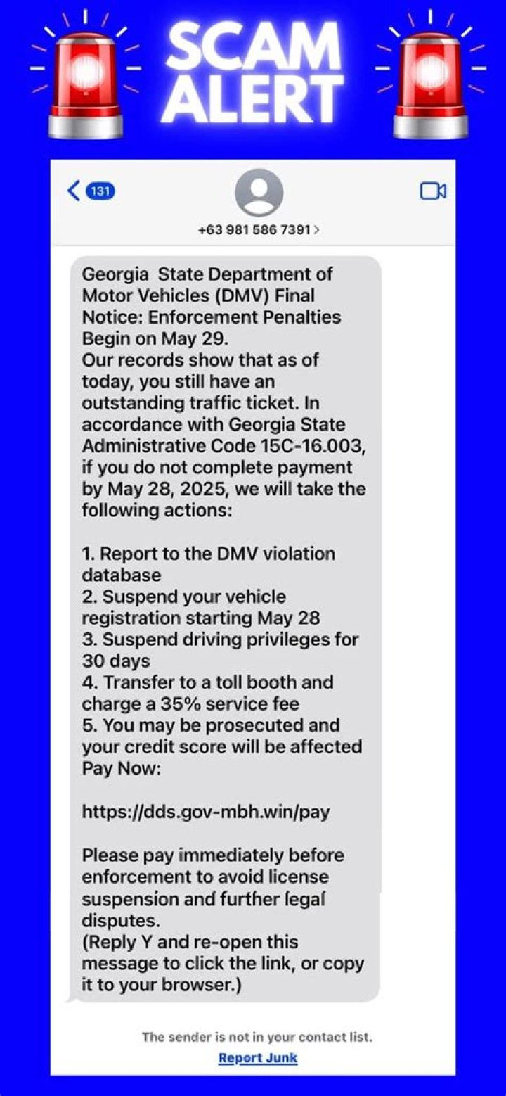 Georgia DDS scam warning about driver licenses