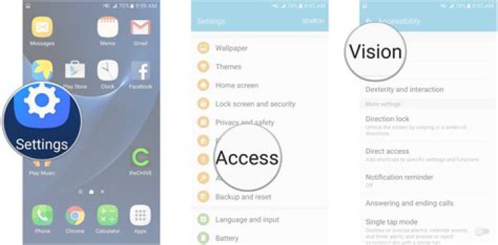 How to use vision accessibility features on the Galaxy S7
