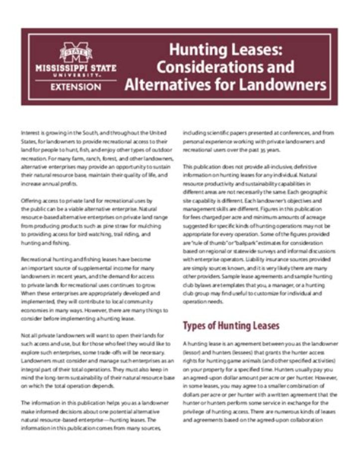 Hunting Leases: Considerations and Alternatives for Landowners
