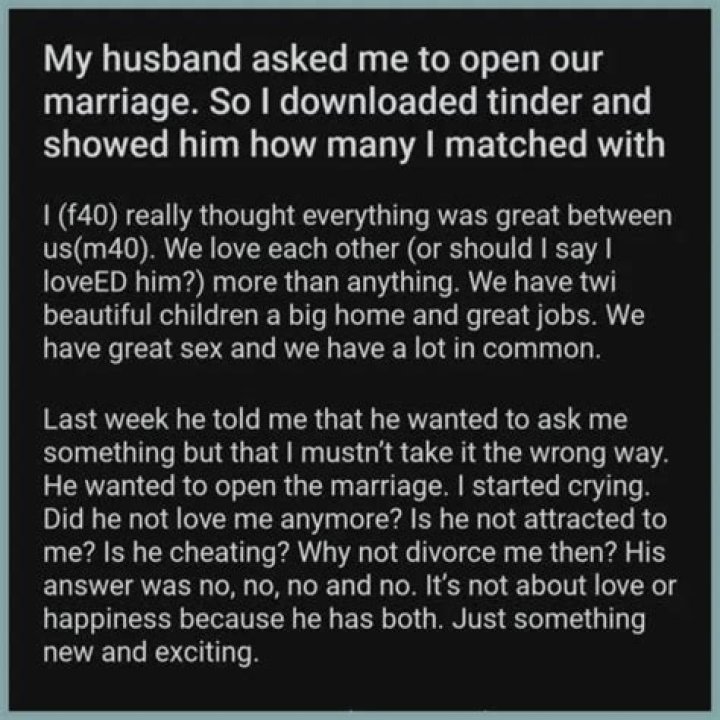 Husband Asks For Open Marriage Then Gets Jealous Over Wife's Tinder Success