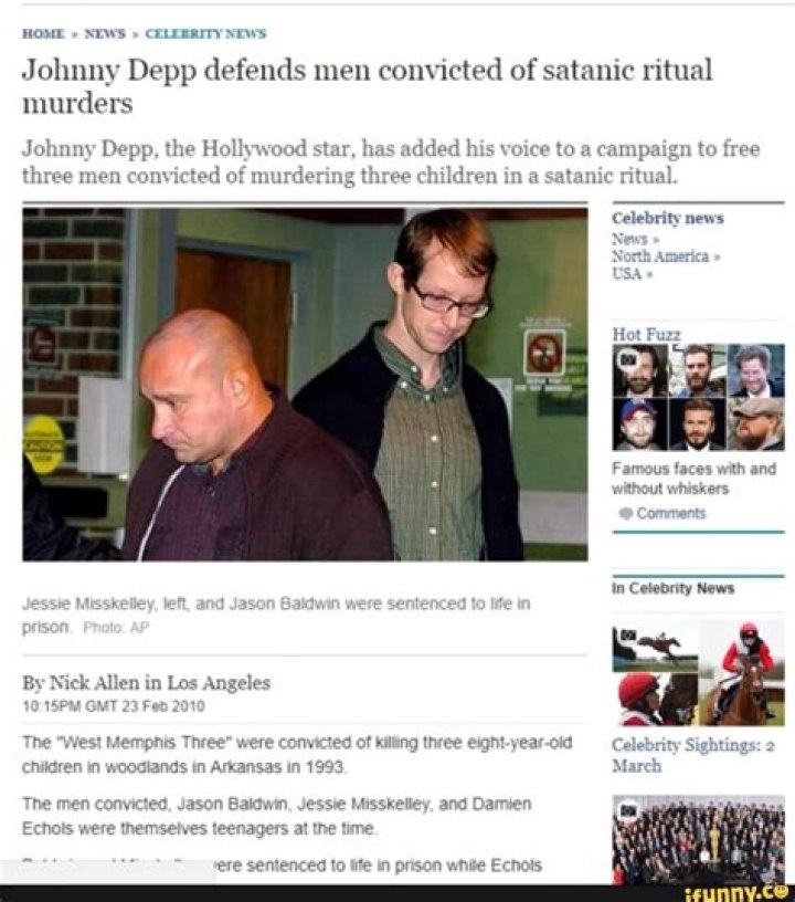 Johnny Depp defends men convicted of satanic ritual murders