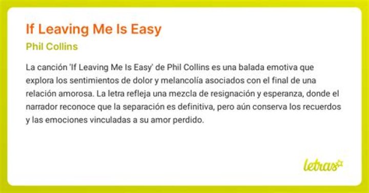 Meaning of “If Leaving Me Is Easy” by Phil Collins
