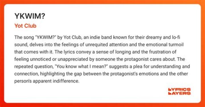 Meaning of “YKWIM?” by Yot Club