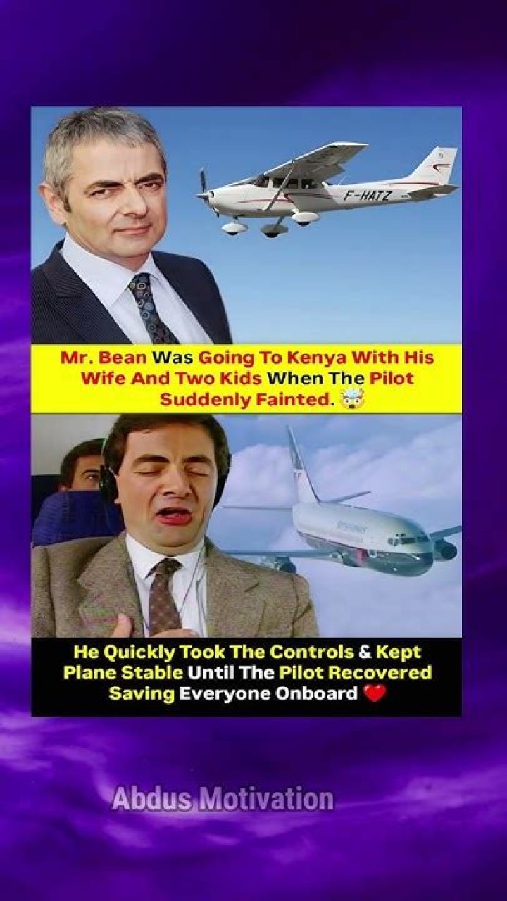 Mr Bean flies plane after pilot faints