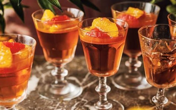 Negroni jellies with citrus compote recipe