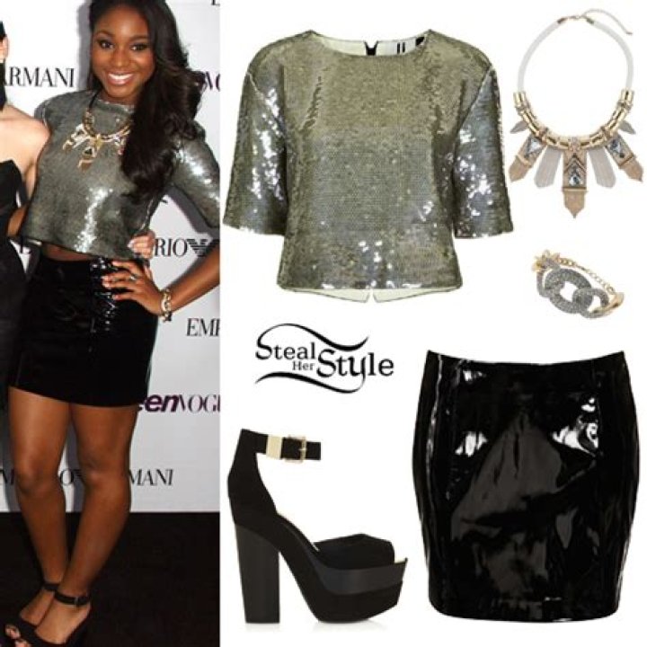 Normani Hamilton: Sequin Top, Vinyl Skirt