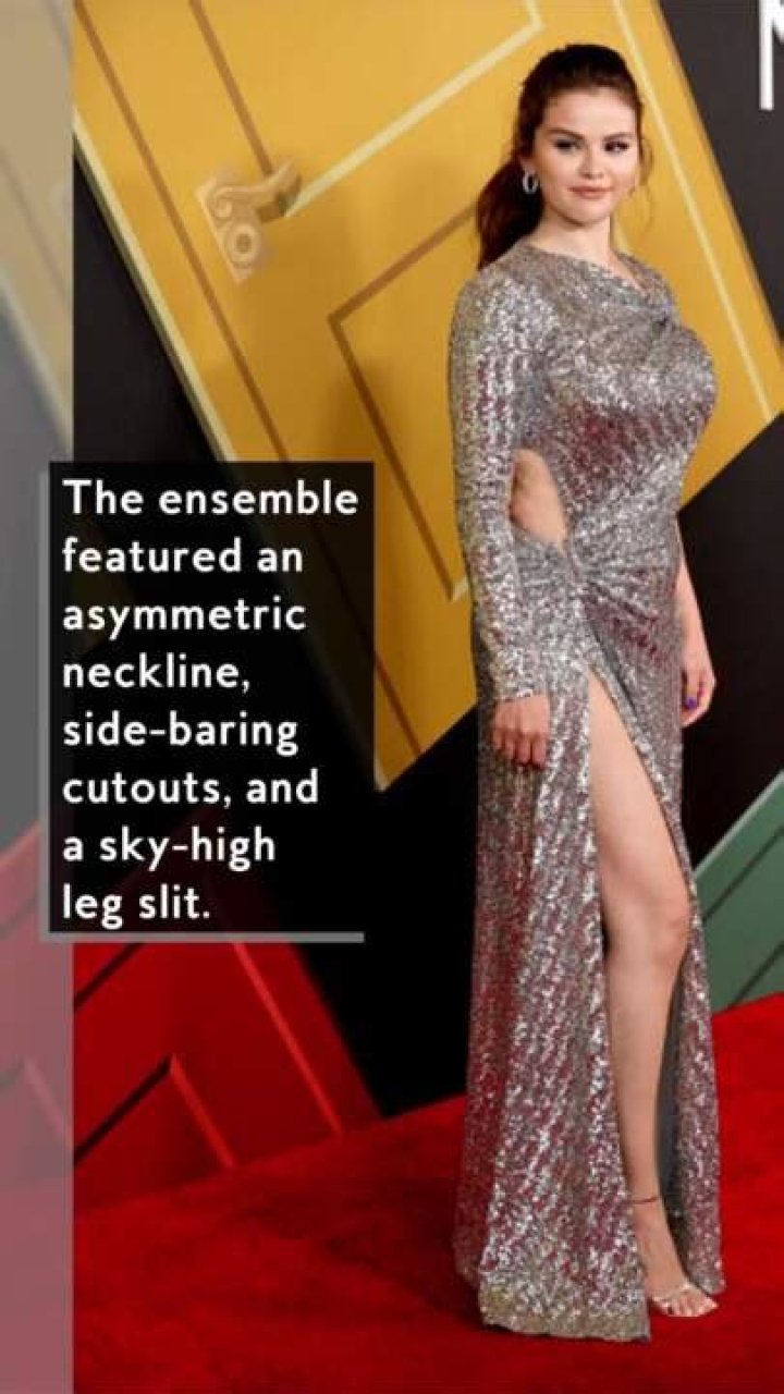 Selena Gomez Wore a Disco Ball Dress With the Highest Leg Slit on the Red Carpet