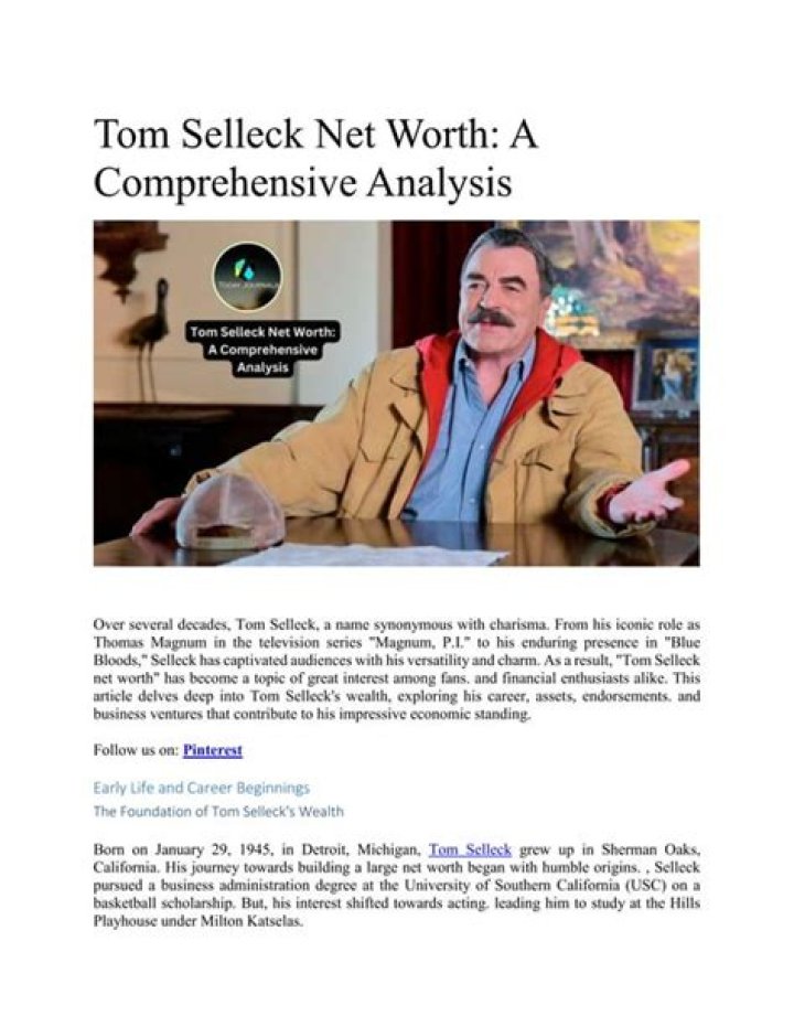 Tom Selleck Net Worth: A Comprehensive Overview