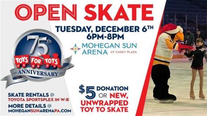 🎅 Toys for Tots Open Skate at the Mohegan Sun Arena at Casey Plaza!