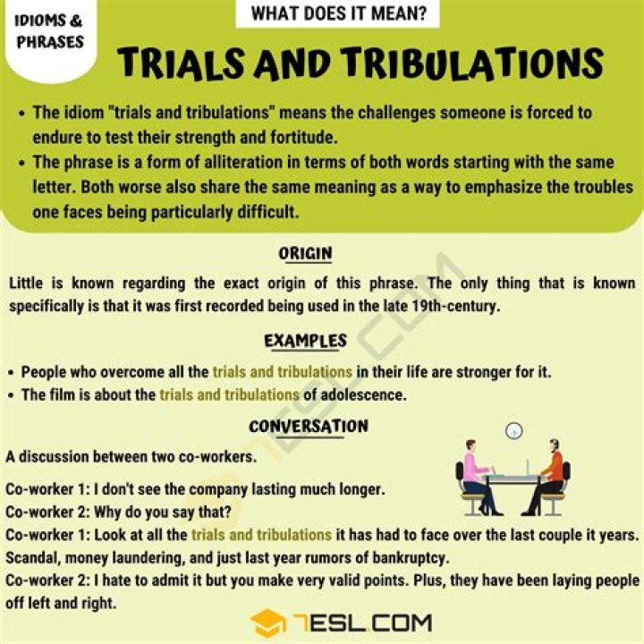 What are examples of trials and tribulations?