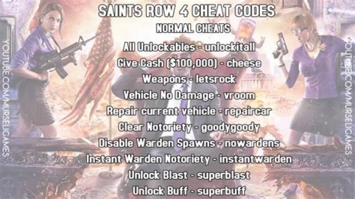 What is the cheat code for Saints Row 4?