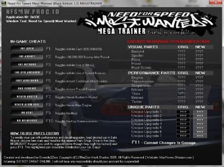 What is the cheat code of NFS Most Wanted?