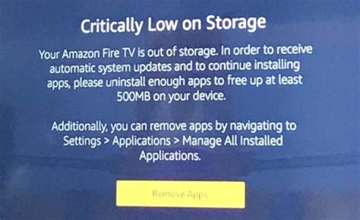 Why is my fire TV low on storage?