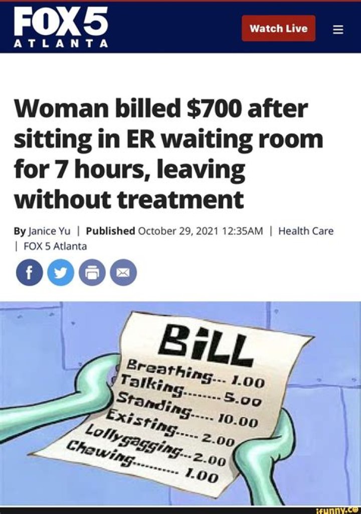Woman Billed $700 After Waiting In ER For 7 Hours Without Treatment