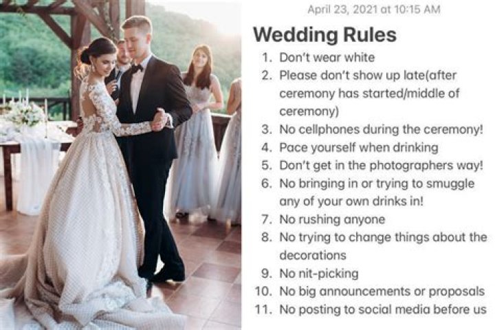 Woman Reveals 13 Strict Rules For Wedding Guests, Sparking Debate